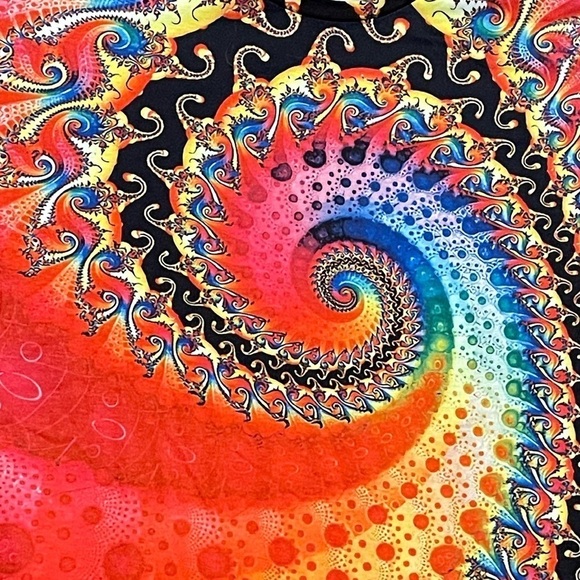 Women's Tie Dye Rainbow Spiral Streak T Shirt Short Sleeve V Neck Top Blouse - Picture 7 of 7